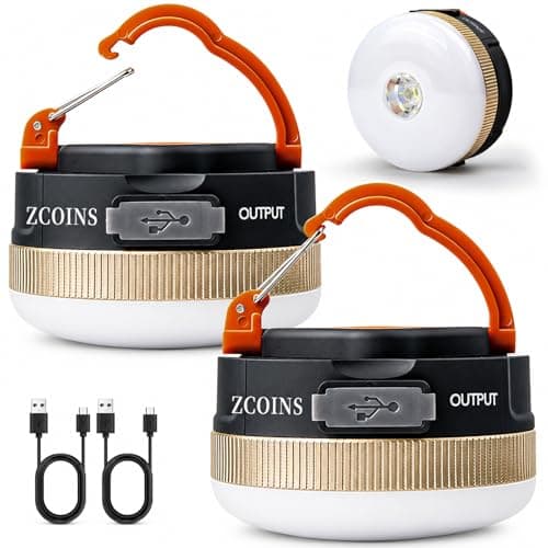 2 Pack Camping Lanterns, USB Rechargeable LED Tent Light with Magnetic Base