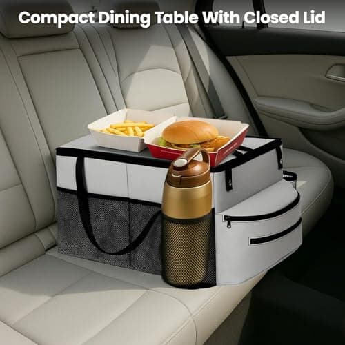 SUNNYNEST Car Seat Organizer-Car Organizer Front Seats Back Seat,with Dividers Cup Holders and Lids Suitable for Front Seat/Back Seats/Trunk Car Accessories Interior (Light Gray) — view 4