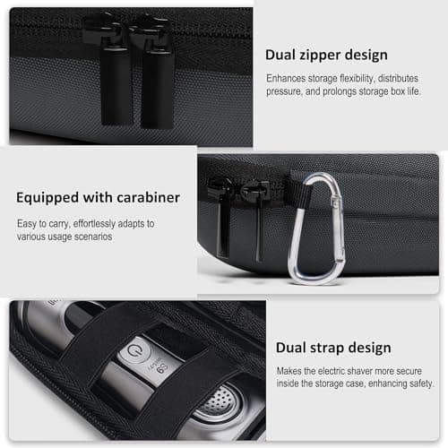 Travel Case for Electric Shaver for Braun Series 3/5/6/7/8/9, Hard EVA Storage Bag with Double Straps, Portable Protective Organizer for Men's Electric Shaver, Charger and Accessories, Grey — view 4