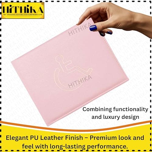 Soft Leather Disabled Badge Holder Wallet Disability Parking Badge Cover Holder by Hithika Disabled Blue Badge Display Holder (Baby Pink) — view 6