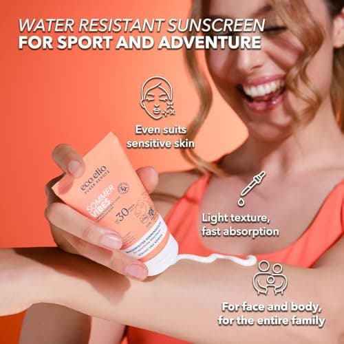 eco elio Summer Vibes SPF 30 | Water-Resistant Sun Cream | Face & Body | Reef Safe, Organically Formulated, Fast-Absorbing | No White Cast, Non-Greasy | 50ml Travel-Size Sunscreen — view 3