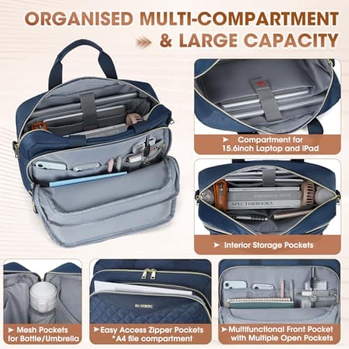 RAINSMORE Laptop Bags for Women 15.6 Inch Briefcase Messenger Bag — view 4