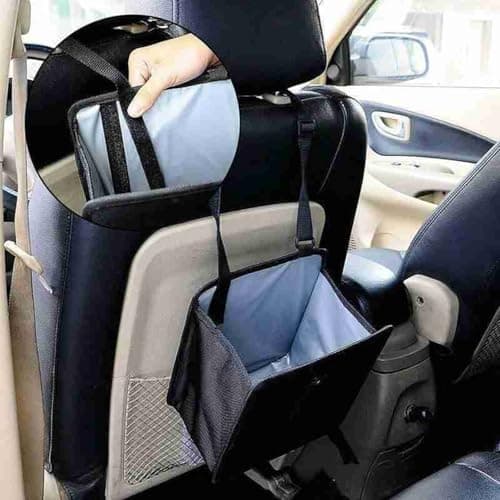 Auto Cabin Waste Container with Quick Release Buckle Storage Foldable Car Trash Can for Family Travel Car Organizer Trash Bag — view 2