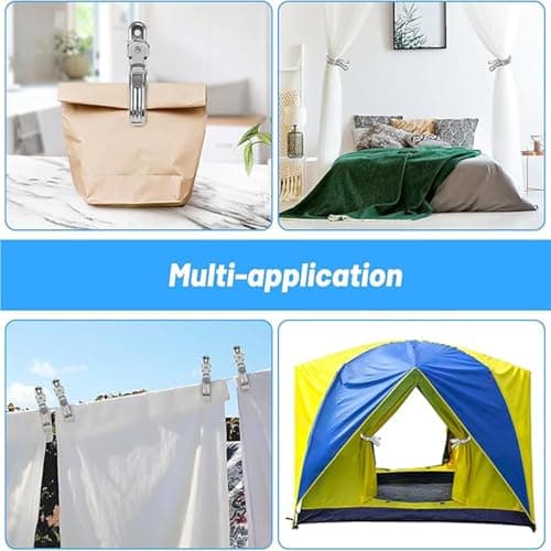 YFelomatric 8 Large Stainless Steel Clothespins With Spring Mechanism For Beach Towels Bedding And Thick Clothes 9 X 6 Centimeters — view 5