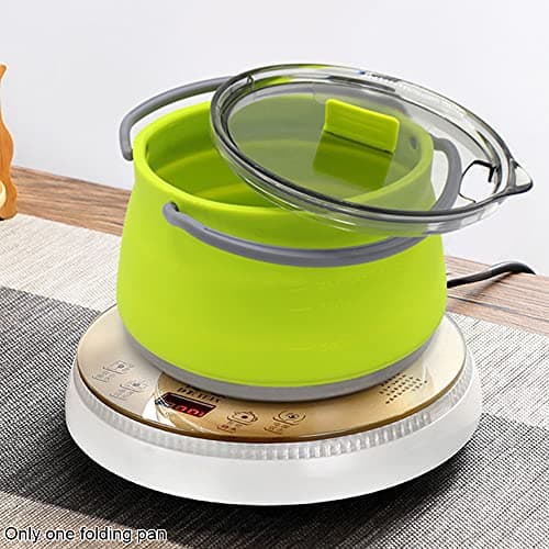 Folding Saucepan, Camp Cookware Hiking Silicone Folding Saucepan Water Kettle With Lid Cookware Travel Camping Pot(Red) — view 6