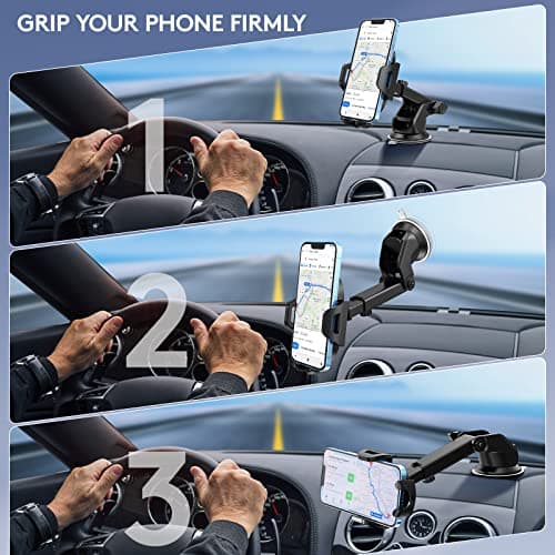 LOLBIU Universal Car Phone Holder Adjustable for Car Windshield, Black — view 5