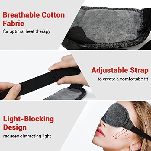 DR.PREPARE Heated Eye Mask, Electric USB Cotton Eye Compress Heating Pad with Smart Temperature & Timer Control, Earplugs for Sleep, Dry Eyes, Blepharitis, Dark Circles and Puffy Eyes — view 5