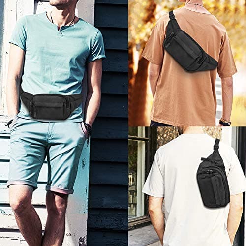 Bumbag Waist Bag, Waterproof 4 Zip Pockets Fanny Pack Running Waist Pack Bag Adjustable Belt Waistpacks for Outdoors,Travel,Sport, Hiking — view 6