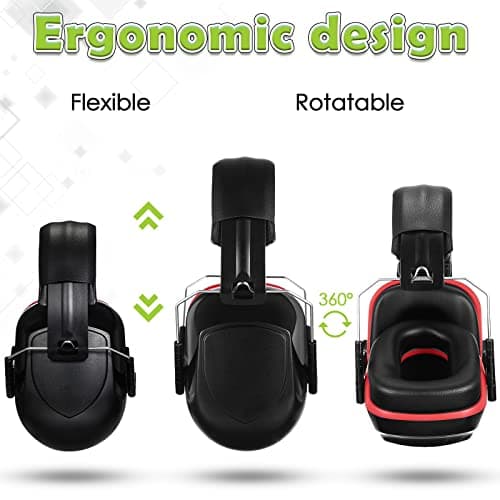 Kanayu 12 Pack Headphones with Adjustable Headband NRR 28dB Noise Reduction Ear Muffs Ear Protection Headphones(Black, Red, Blue) — view 3