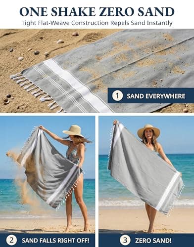 LANE LINEN Oversized Beach Towels – 4 Pack, Cotton Rich & Quick Dry, Lightweight Sandproof Pool Towels for Adults, Pre-Washed & Absorbent, Alloy Gray — view 5