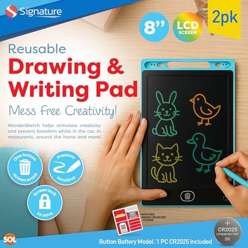 SOL 2pk LCD Writing Tablets for Kids - 8 Inch Drawing Pad with Stylus Pen — view 3
