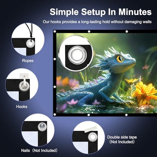 HOPFROG 100 Inch Portable Projector Screen, Washable & Anti-Crease Milk Silk Fabric, 16:9 4K HD Dual-Sided Foldable Movie Screen for Outdoor Camping & Home Theater, Easy Setup with Hooks, 160° View — view 6