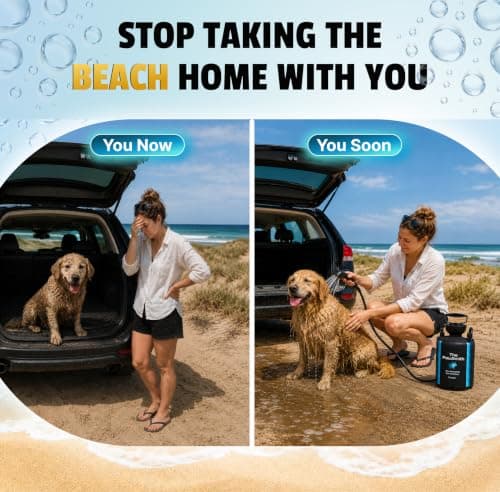 Splash n' Dash 8 Litre Portable Dog Shower – Manual Shower Kit with Brush Head & Neoprene Jacket – Portable Dog Washer for Home, Travel, or Outdoor Use — view 2