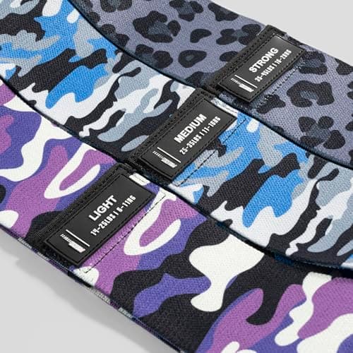 Phoenix Fitness Fabric Resistance Bands - Set of 3 Non-Slip Exercise Bands for Women and Men - Home Gym Workout Bands for Yoga, Pilates & Fitness with Carry Bag & Exercise Guide (Camouflage) — view 2