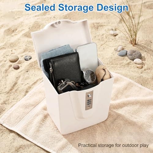 Kuanght Travel Safe Box, Portable Bucket Security Case with Combination Lock, Waterproof Anti Theft Lock Box for Travel, Beach Safe for Storing Wallet, Phone, Sunglasses, Keys, Money and Valuables — view 3