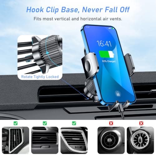Blukar Car Phone Holder, Air Vent Car Phone Mount Cradle 360° Rotation — view 4