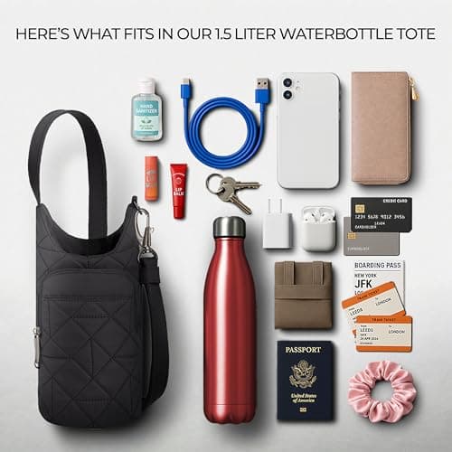 Travelon Anti-Theft Boho Insulated Water Bottle Tote, Black, One Size, Anti-Theft Boho Insulated Water Bottle Tote — view 6