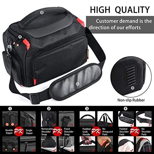 FOSOTO Waterproof DSLR Camera Case Bag Large Capacity Compatible for Nikon D3500 D3400 D5600 D7500 D850, Canon EOS 2000D 4000D 80D 750D 7D Mark II Shockproof Camera Carry Bags Cases — view 5