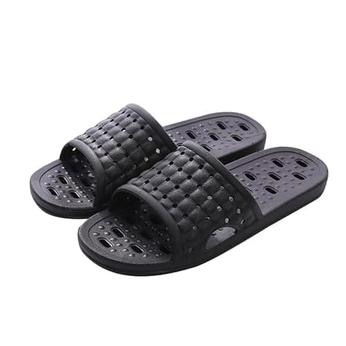 JIJIe Bathroom Slippers - Quick-Dry Breathable Non-Slip Shower & Travel Slippers - Men & Women - Black - EU42/43