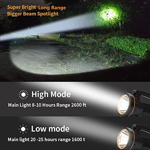MAYTHANK Most Powerful Handheld Torch LED Super Bright USB C Rechargeable, Side Lantern/Long Range/Long Lasting/Handle/Strap, Large Spotlight Flashlight Heavy Duty High Power Strong Torch Home — view 2