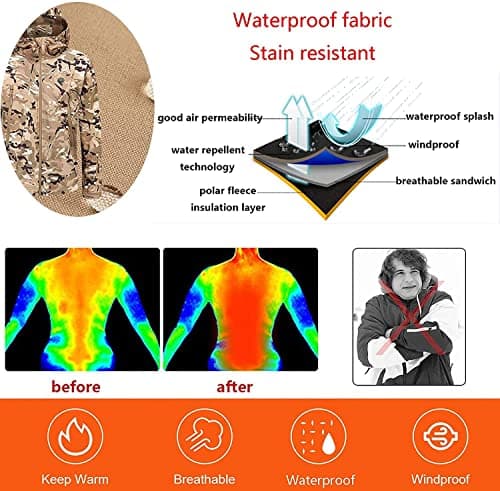 ZLYJ Camouflage Heated Jacket for Men Woman with Mobile Power, Electric Warm Heating Coat Hunting Hiking A,XL — view 4