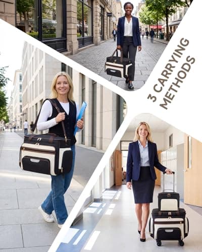 Amythe 5-Wheel Rolling Teacher Tote Bag, 15.6 Inch Laptop Briefcase, Black — view 5