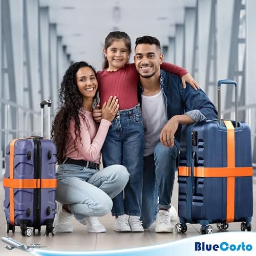 Luggage Straps for Suitcase - Orange, 1.9m x 5cm, 4 Pack - Strap for Suitcases - TSA Approved by BlueCosto — view 4