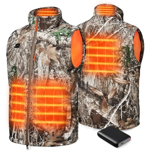 LANCERGEARS Rechargeable Heating Vests with Battery Pack - Winter Hunting Heating Vest, for Hunting, Skiing, Golfing & Hiking, Camo, L