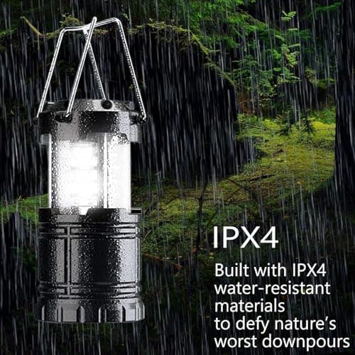 FRLONE Camping Lantern, 4 Pack Brightness Adjustable LED Camping Lights, Collapsible IPX4 Waterproof Survival Lanterns for Power Outages, Home Emergency, Camping, Hiking, Hurricane — view 3
