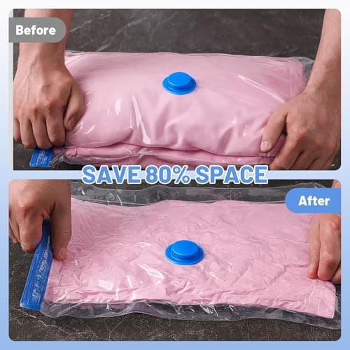 Vacuum Storage Bags 10 Pack - 50x30cm Compact Size, Hand Pump Included, Space Saving Bags for Travel, Clothes & Underbed Organisation, 10 Same Size Bags for Neat Storage — view 5