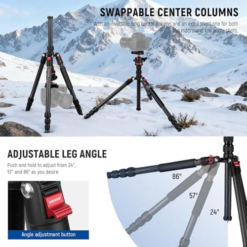 NEEWER BASICS Carbon Fiber Travel Tripod Monopod, 64" Compact, TP17B — view 4