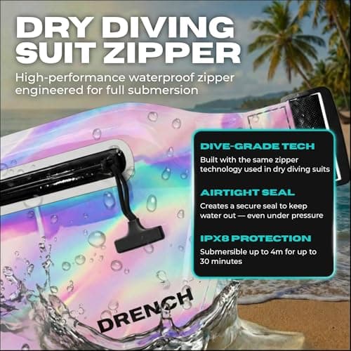 Drench Waterproof Bum Bag Iridescent – Submersible Dry Bag Waist Pouch for Swimming, Snorkeling, Kayaking – Waterproof Phone Case, Underwater Cell Phone Holder, Travel Beach Dry Bag, Waist Pack — view 6