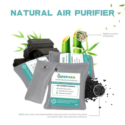 Nature Fresh Air Purifier Bags, Activated Charcoal Air Purifying Bag,Moisture Absorber,odor eliminator,Natural Car Air Freshener,Shoe Deodorizer,Odor Eliminators For Home, Pet, Closet (200g*4) — view 2