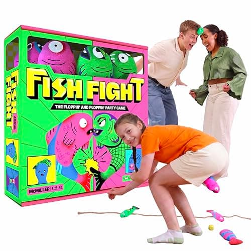 MCMILLER ENTERTAINMENT Fish Fight! The Floppin’ and Ploppin’ Party Game – Hilarious Family Board Game for Kids and Adults, Fun Travel Game, Perfect Christmas for Boys, Girls & Teens