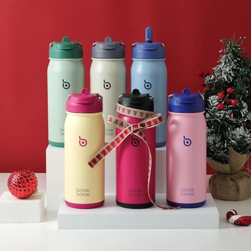 BOTTLE BOTTLE 16oz(470ml) Stainless Steel Kids Insulated Sports Water Bottle with Straw and Pill Holder for Gifts and School (Bubble Candy) — view 6