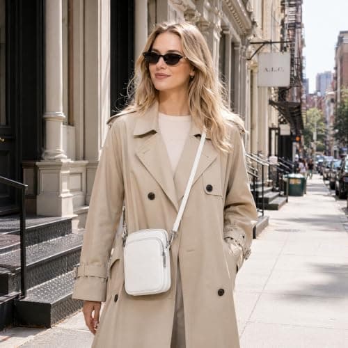 Kemay Crossbody Bags for Women, Small PU Leather Phone Bag Multi-Pocket Shoulder Handbag with Earphone Hole, Lightweight Travel Purse - White — view 2
