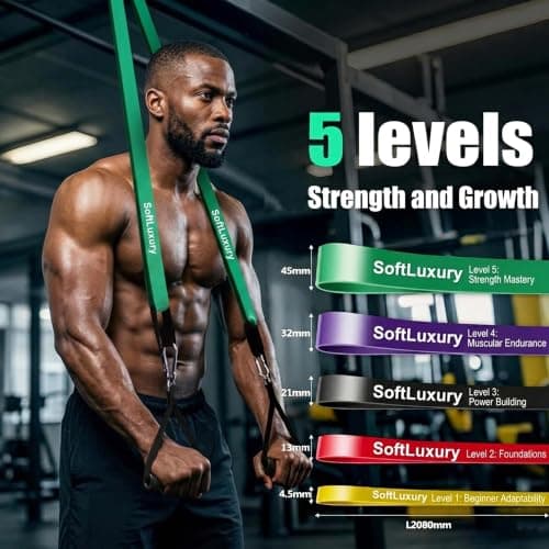 Resistance Bands Set, 5 Resistance Levels Exercise Bands for Men & Women, Pilates Bands for Fitness, Yoga, Strength Training & Home Gym with Door Anchor, Handles & Carry Bag — view 4