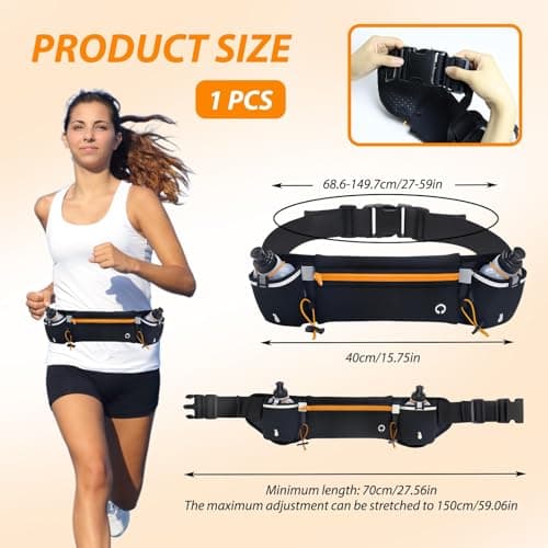 Running Belt with Water Bottles (2x180ML) Adjustable Hydration Waist Pack — view 2