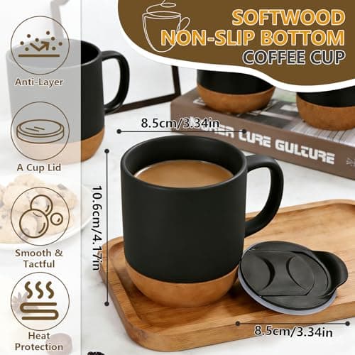 Eidoct Travel Ceramic Cup with Handle, Ceramic Coffee Mug 400ML — view 2