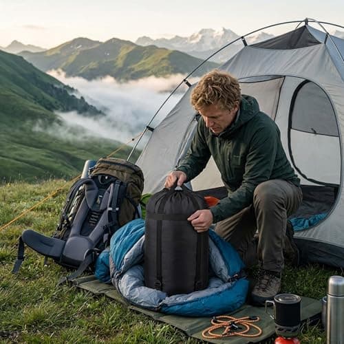 QhgPnt Compression Sack for Sleeping Bag, Compression Bag for Outdoor with Adjustable Straps, Water Resistant Holdall Rucksack, for Outdoors, Camping, Sports, Watersports (43 * 22cm) — view 5