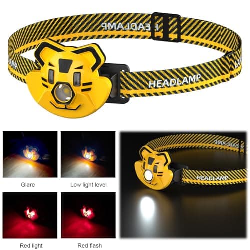 Cymwer Kids LED Headlamp USB Rechargeable Camping Flashlight Toys Angle Adjustable Outdoor Camping Lantern Birthday Gifts for Toddlers — view 4