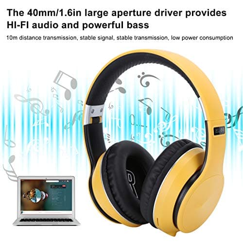 Kelawoly Wireless Bluetooth Headset, Foldable with FM Radio (Yellow) — view 5