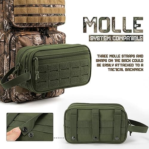 QT&QY Tactical Toiletry Bag for Men Hygiene Bag EDC Military Tool Molle Pouches Small Dopp Kit Mens Shaving Kit Travel Shower Bags with UK Patch — view 5
