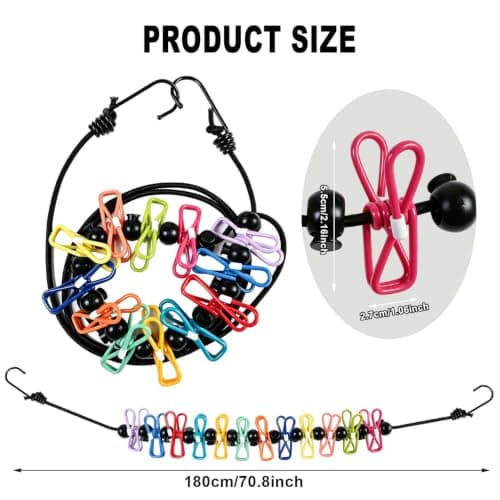 Focenat 2 Pack Travel Clothes Line, Retractable Washing Line with 24 Pegs — view 2