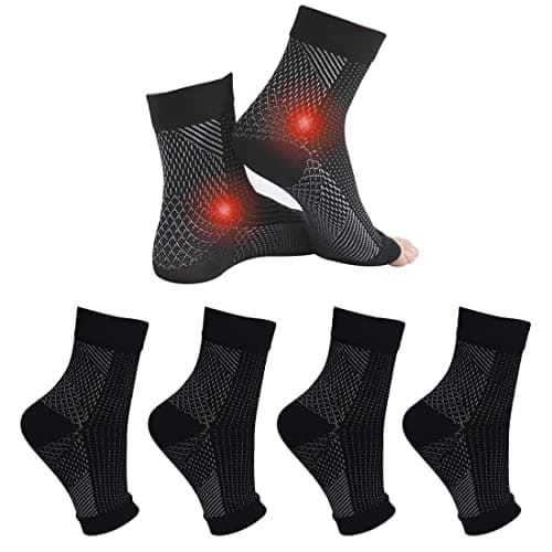 Home Holic 4 Pairs Ankle Support Neuropathy Compression Socks for Women Men Medical Plantar Fasciitis Socks Ankle Strap Brace Achilles Tendonitis Foot Support