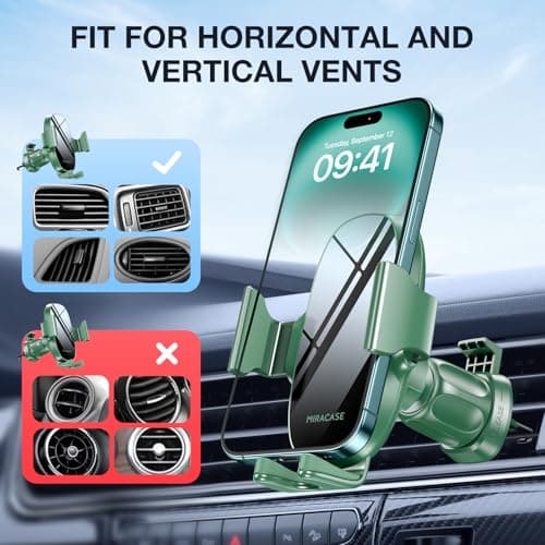 Miracase 2nd Generation Car Phone Holder, Air Vent Phone Holder for Cars 360° Rotation, Mobile Phone Mount Automobile Cradles GPS Vehicle Mount for Vent Van iPhone17 16 15 14 Pro Max 13 12 11 Samsung — view 5