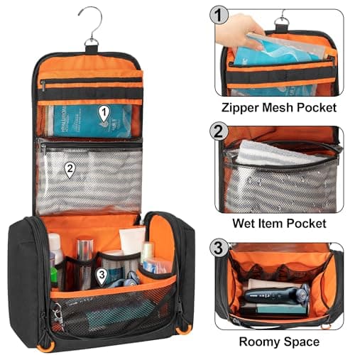Prokva Travel Toiletry Bag for Men, Tactical Hanging Dopp Kit, Black — view 2