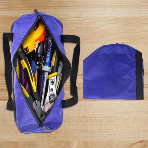 Zipper Utility Pouch, ZffXH 2pcs Wild Mouth Waterproof Handheld Protable Medium Tool Bag, Heavy Duty Drill Storage Organizer Bags, Multipurpose Car Tool Bag, BBQ Utensil Storage Travel Electrician Bag — view 6