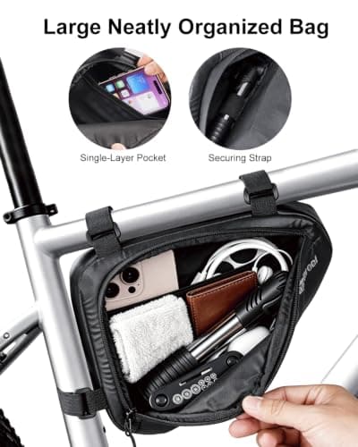 NDakter Bike Frame Bag, 2L Waterproof Bicycle Triangle Bag, Reflective Cycling Pouch for Phone, Wallet, Keys, Tools, Bikes Front Tube Bag for Mountain Road Bike, MTB (Bike Frame Bag) — view 4