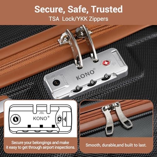 Kono Medium Suitcase with TSA Lock, Lightweight Hard Shell Checked Luggage — view 4